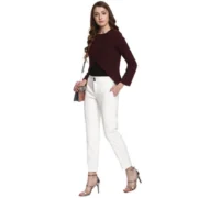 Generic Women's Polyester Diagonal Cut Long Sleeves Blazer (Maroon) - Image 4