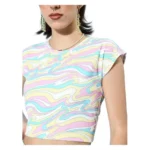 Generic Women's Polyester Lycra Printed Cap Sleeve Co-Ord Set (Multicolor)