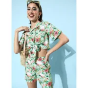 Generic Women's Polyester Floral Short Sleeve Co-Ord Set (Multicolor) - Image 3
