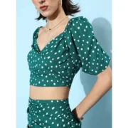 Generic Women's Polyester Floral Short Sleeve Co-Ord Set (Green) - Image 5