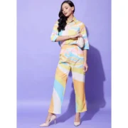 Generic Women's Polyester Colour Blocking 3-4th Sleeve Co-Ord Set (Multicolor) - Image 3