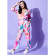 Generic Women's Polyester Printed 3-4th Sleeve Co-Ord Set (Multicolor) - Image 2
