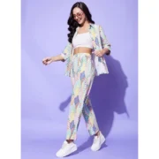 Generic Women's Polyester Floral 3-4th Sleeve Co-Ord Set (Multicolor) - Image 3
