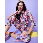 Generic Women's Polyester Floral 3-4th Sleeve Co-Ord Set (Multicolor) - Image 5