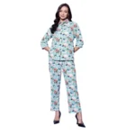 Generic Women's Polyester Floral 3-4th Sleeve Co-Ord Set (Multicolor)