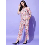 Generic Women's Polyester Floral 3-4th Sleeve Co-Ord Set (Multicolor) - Image 3