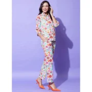 Generic Women's Polyester Floral 3-4th Sleeve Co-Ord Set (Multicolor) - Image 5