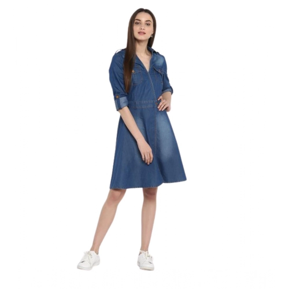 PID-65343-Women-s-Denim-Solid-Roll-Up-Sleeve-Dress-Blue-1-1000x1000-1.webp Generic Women's Denim Solid Roll Up Sleeve Dress (Blue) - Image 1