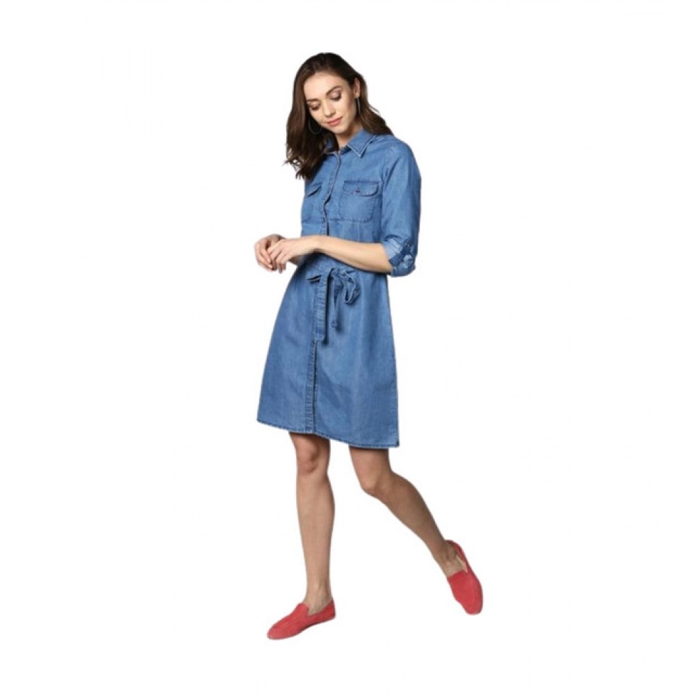 PID-65345-Women-s-Denim-Solid-Roll-Up-Sleeve-Dress-Blue-1-1000x1000-1.webp Generic Women's Denim Solid Roll Up Sleeve Dress (Blue) - Image 1