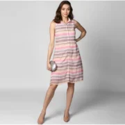 Generic Women's Polyester Striped Sleeveless Dress (Pink) - Image 4