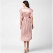Generic Women's Polyester Pleated Flutter Dress (Champagne Gold) - Image 5
