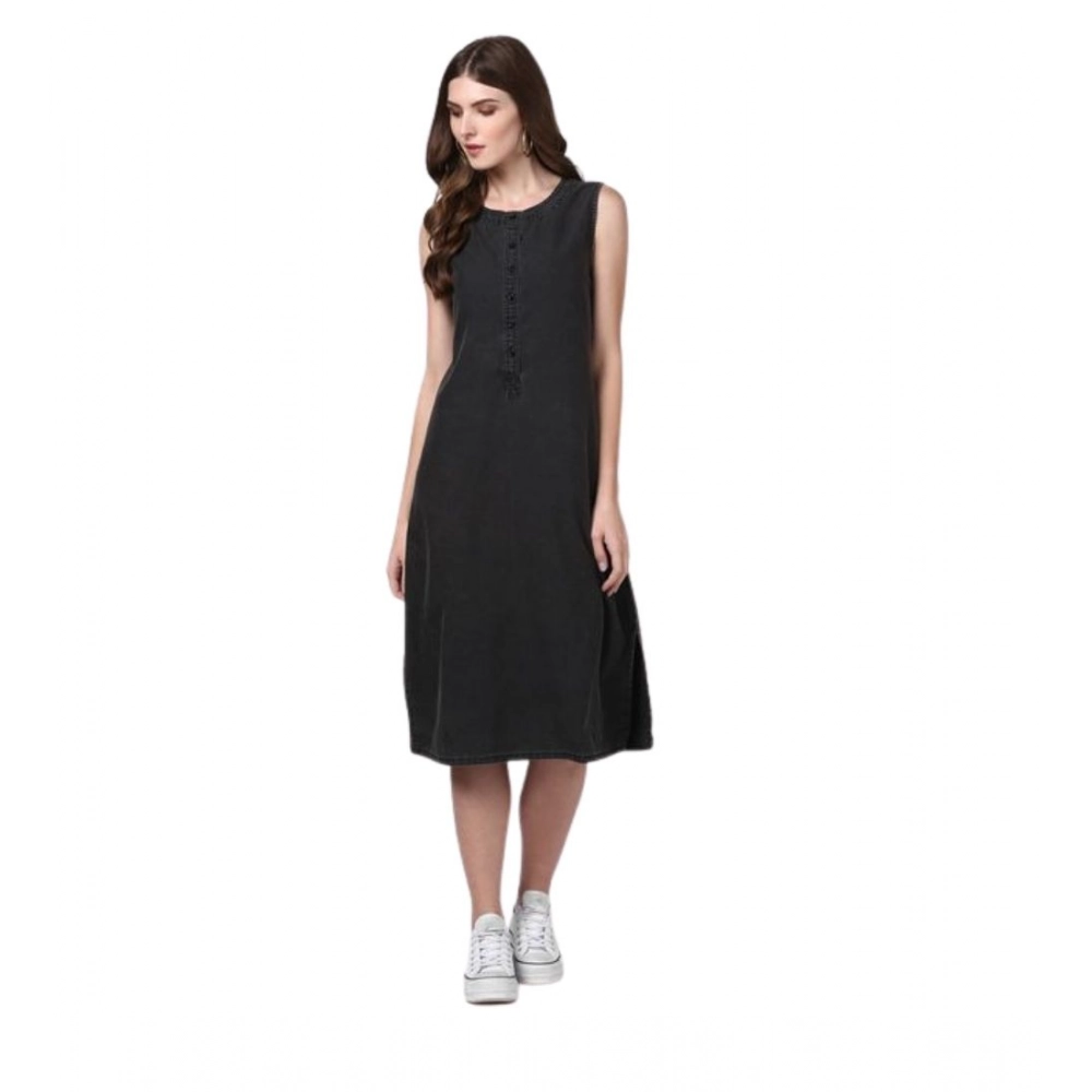 PID-65350-Women-s-Denim-Solid-Sleeveless-Dress-Black-1-1000x1000-1.webp Generic Women's Denim Solid Sleeveless Dress (Black) - Image 1