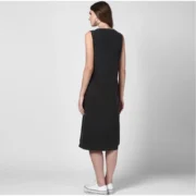 Generic Women's Denim Solid Sleeveless Dress (Black) - Image 5