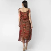 Generic Women's Polyester Printed Shoulder Straps Dress (Maroon - Brown) - Image 5