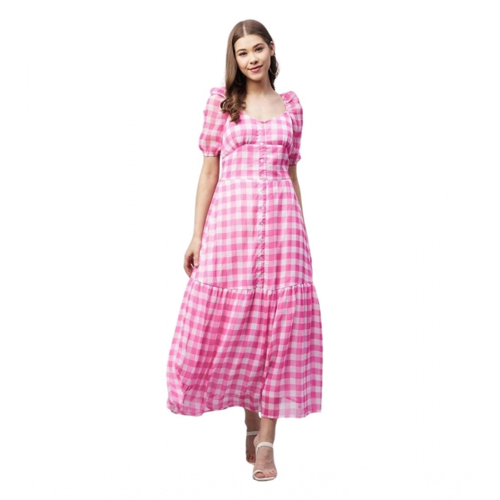 PID-65352-Women-s-Polyester-Georgette-Checkered-Half-Sleeve-Dress-Pink-1-1000x1000-1.webp Generic Women's Polyester Georgette Checkered Half Sleeve Dress (Pink) - Image 1