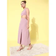 Generic Women's Polyester Lycra Solid Sleeveless Dress (Lavender) - Image 3
