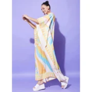 Generic Women's Satin Colour Blocking Kaftan Dress (Multicolor) - Image 4