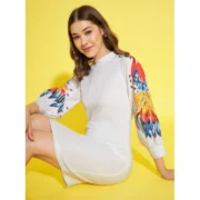 Generic Women's Polyester Lycra Printed Long Sleeve Dress (Multicolor) - Image 5