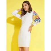 Generic Women's Polyester Lycra Printed Long Sleeve Dress (Multicolor) - Image 4