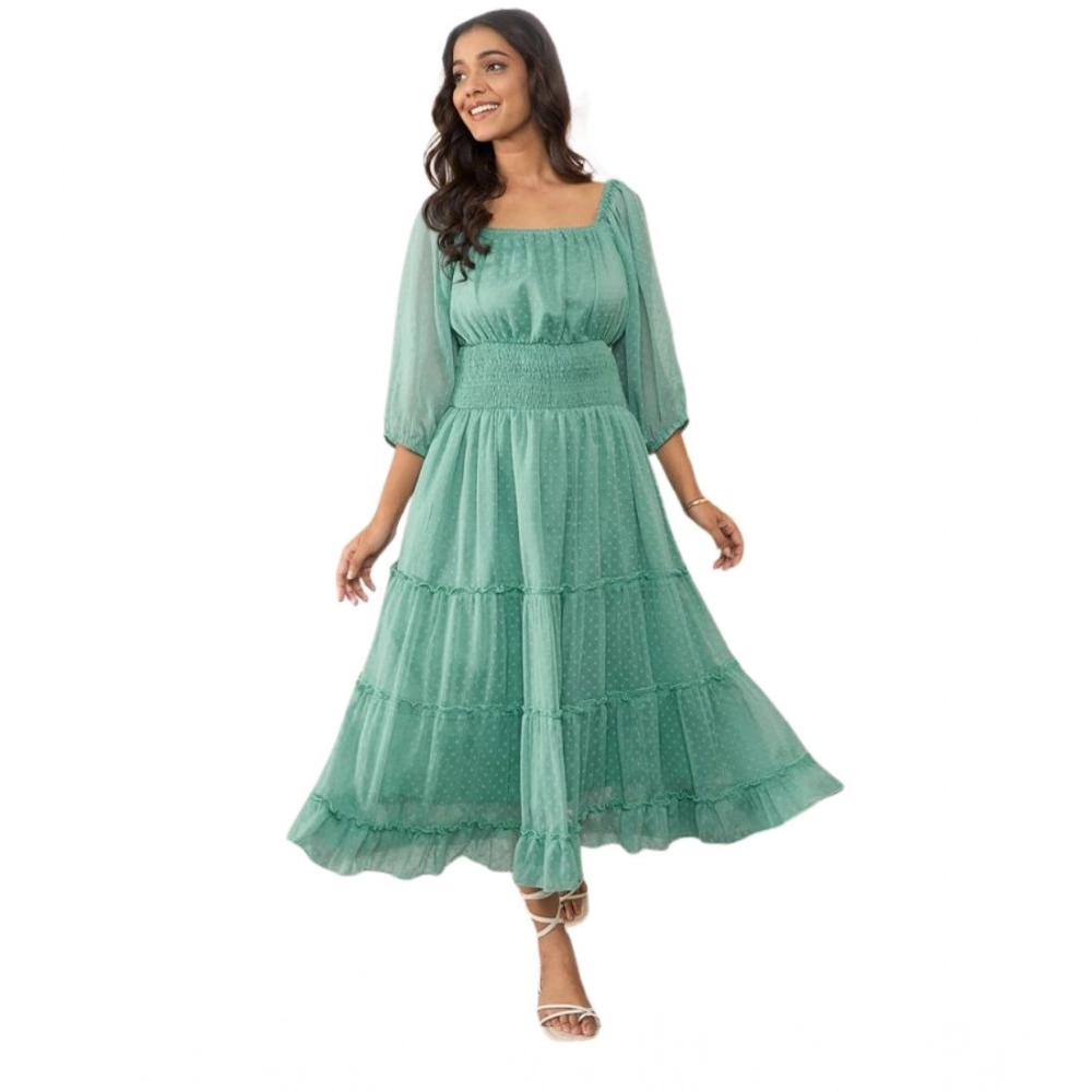 PID-65379-Women-s-Chiffon-Solid-Puff-Sleeve-Dress-Green-1-1000x1000-1.webp Generic Women's Chiffon Solid Puff Sleeve Dress (Green) - Image 1
