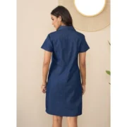 Generic Women's Denim Solid Sleeveless Dress (Blue) - Image 4