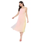 Generic Women's Georgette Ombre Sleeveless Dress (Peach)
