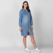 Generic Women's Denim Washed Long Sleeves Jacket (Blue) - Image 3