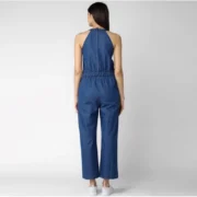 Generic Women's Denim Solid Sleeveless Jumpsuit (Blue) - Image 5