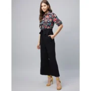 Generic Women's Polyester Floral Short Sleeve Jumpsuit (Multicolor) - Image 4