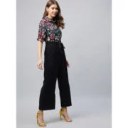 Generic Women's Polyester Floral Short Sleeve Jumpsuit (Multicolor) - Image 3