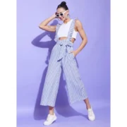 Generic Women's Cotton Pinafore Shoulder Straps Jumpsuit (Light Blue) - Image 5