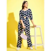 Generic Girl's Cotton Polka 3-4th Sleeve Jumpsuit (Multicolor) - Image 5