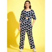 Generic Girl's Cotton Polka 3-4th Sleeve Jumpsuit (Multicolor) - Image 4