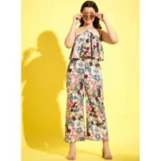 Generic Girl's Polyester Crepe Floral Sleeveless Jumpsuit (Multicolor) - Image 4