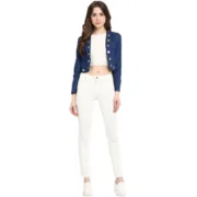 Generic Women's Denim Embellished Long Sleeves Shrug (Blue) - Image 2