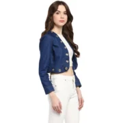 Generic Women's Denim Embellished Long Sleeves Shrug (Blue) - Image 3
