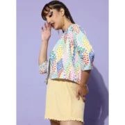 Generic Women's Polyester Floral 3-4th Sleeves Shrug (Multicolor) - Image 3