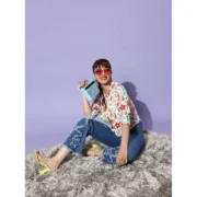 Generic Women's Polyester Floral 3-4th Sleeves Shrug (Multicolor) - Image 2
