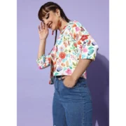 Generic Women's Polyester Floral 3-4th Sleeves Shrug (Multicolor) - Image 3