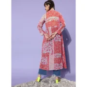 Generic Women's Polyester Floral Long Sleeves Shrug (Pink-Coral) - Image 2