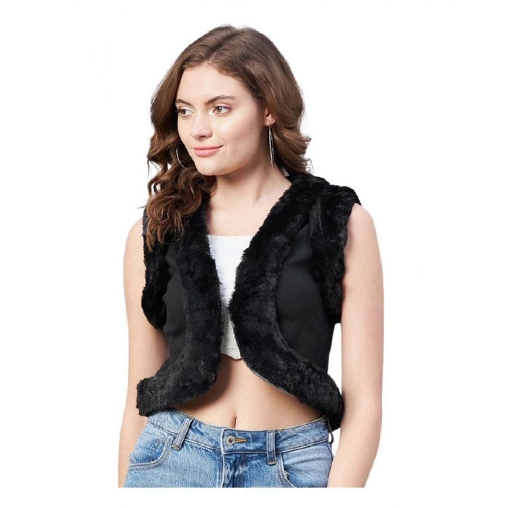 PID-65432-Women-s-Denim-And-Fur-Solid-Sleeveless-Shrug-Black-1-1000x1000-1.webp Generic Women's Denim And Fur Solid Sleeveless Shrug (Black) - Image 1
