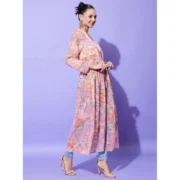 Generic Women's Polyester Floral Long Sleeves Shrug (Peach) - Image 5
