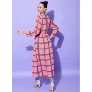 Generic Women's Polyester Check Long Sleeves Shrug (Pink) - Image 5