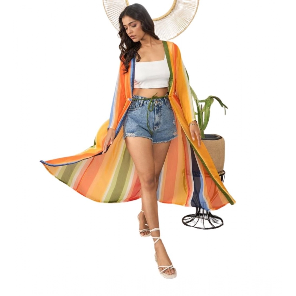 Generic Women’s Polyester Crepe Printed Long Sleeves Shrug (Multicolor)