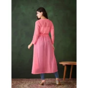 Generic Women's Chiffon Self Design Long Sleeves Shrug (Pink) - Image 5