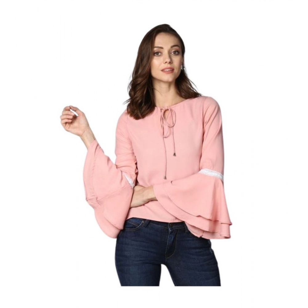 PID-65470-Women-s-Polyester-Solid-Bell-Sleeve-Top-Pink-1-1000x1000-1.webp Generic Women's Polyester Solid Bell Sleeve Top (Pink) - Image 1