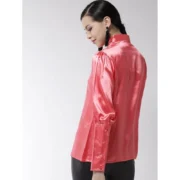 Generic Women's Polyester Solid Long Sleeves Top (Coral) - Image 2