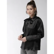 Generic Women's Polyester Solid Long Sleeves Top (Black) - Image 4