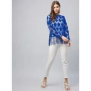 Generic Women's Lace Self Design Long Sleeves Top (Blue) - Image 3