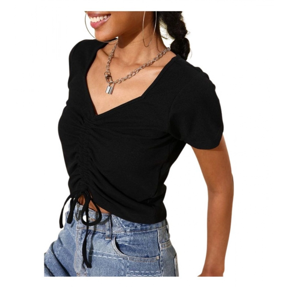 PID-65481-Women-s-Polyester-Lycra-Solid-Short-Sleeve-Top-Black-1-1000x1000-1.webp Generic Women's Polyester Lycra Solid Short Sleeve Top (Black) - Image 1